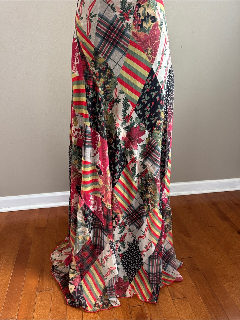 Free People Tis the Season Bohemian Patchwork Floral Slip Maxi Dress Size 4 & 6 - Picture 11 of 16